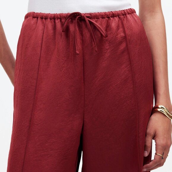 Madewell Pintucked Slim Pull-On Pants in Satin Women’s L Claret Color NWT $98 - Picture 3 of 11